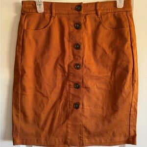 LOFT Burnt Orange Button-Front Pencil Skirt